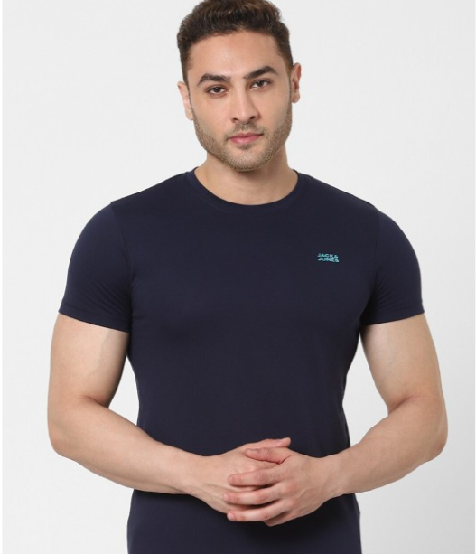 Men's Navy Blue Slim Fit T-Shirt