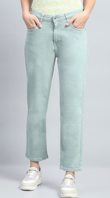 Women's Light Green Straight Fit Jeans