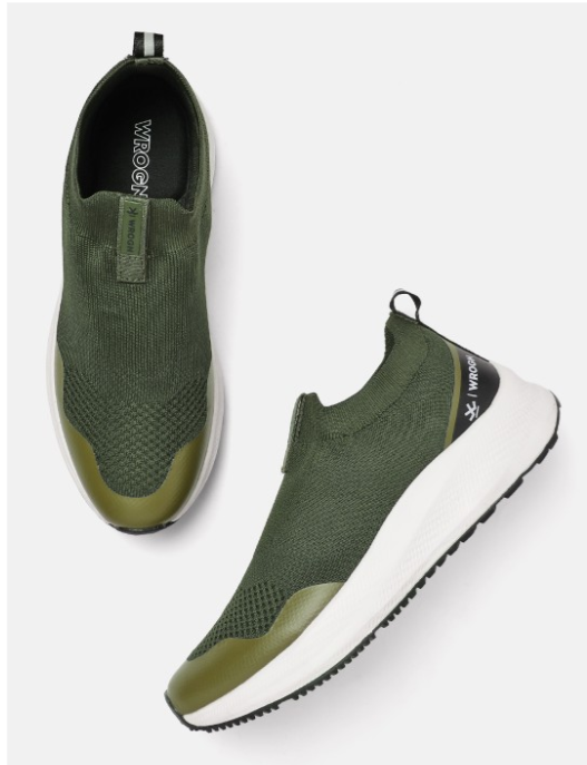 Men's Olive Green Slip-On Sneakers