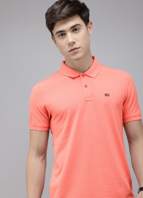 Men's coral pink polo t-shirt