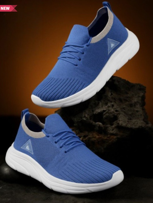 Men's blue knitted slip-on sneakers