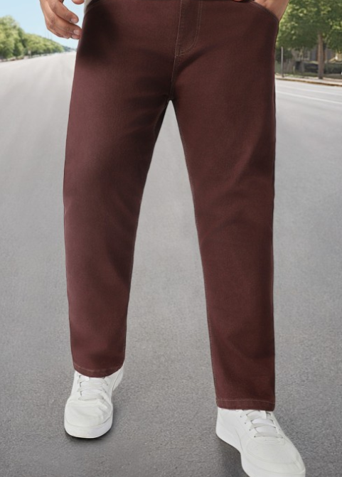 Men's maroon straight fit jeans